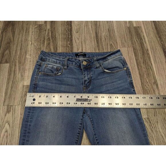 (3/$35) Kensie Womens Size 26 Pockets Cuffed Whiskered Denim Blue Jeans Capris - Picture 8 of 11